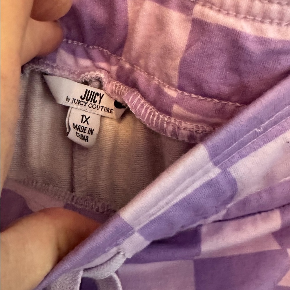 Juicy Couture Purple Checkered Track Pants - Picture 2 of 2